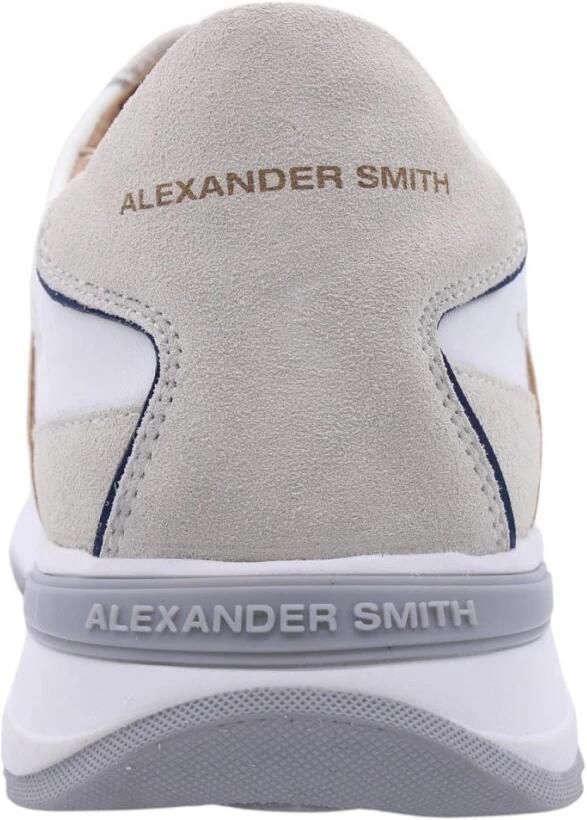 Alexander Smith Witte leren sneakers met blauwe details White - Foto 10