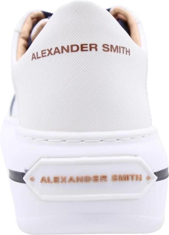 Alexander Smith Witte leren sneakers met blauwe details White - Foto 12