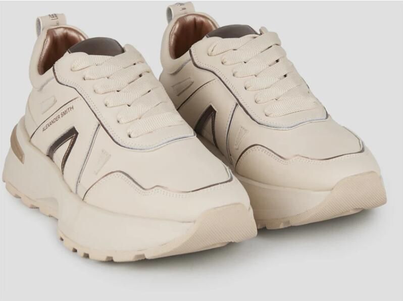 Alexander Smith Liverpool Dames Sneakers van beige leer en mat spiegelend