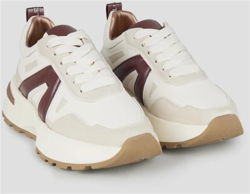 Alexander Smith Liverpool Dames Sneakers van Leer en Suède Wit met Bordeaux Zijlogo