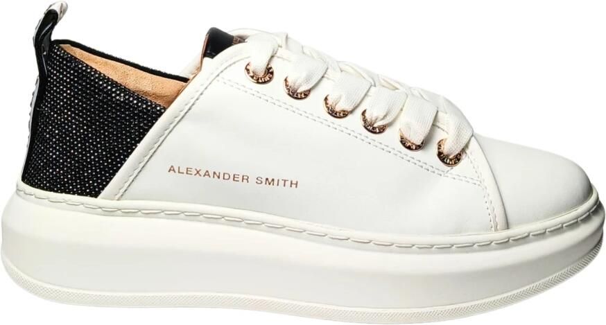 Alexander Smith Leren Sneaker Wit Zwart White Dames - Foto 2
