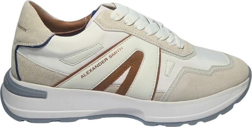 Alexander Smith Witte leren sneakers met blauwe details White Heren - Foto 13