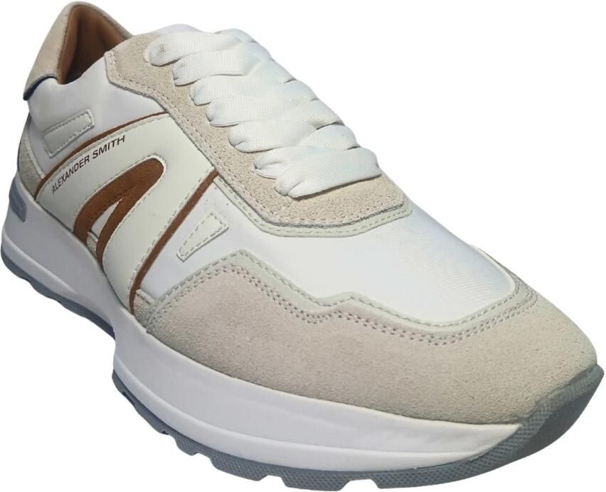 Alexander Smith Witte leren sneakers met blauwe details White Heren - Foto 10