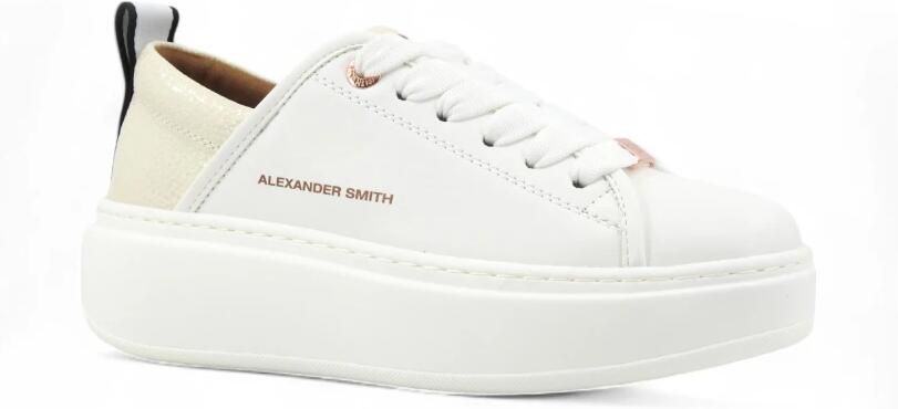 Alexander Smith Witte Leren Hoge Sneaker White Dames