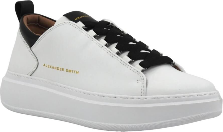 Alexander Smith Wembley Wit Zwart Leren Sneakers White Heren