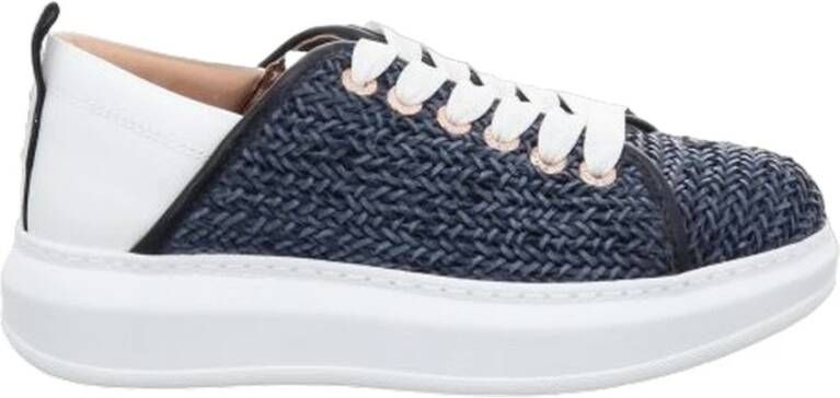 Alexander Smith Blauw Wit Leren Sneaker Blue Dames