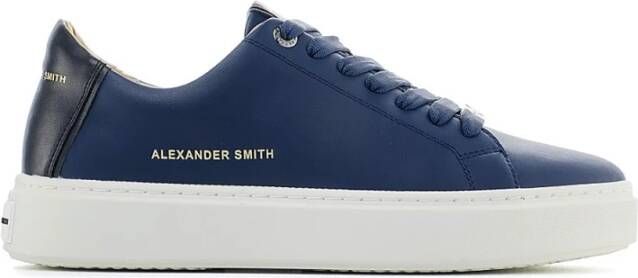 Alexander Smith Blauwe Leren Veterschoenen met Gouden Logo Blauw Heren