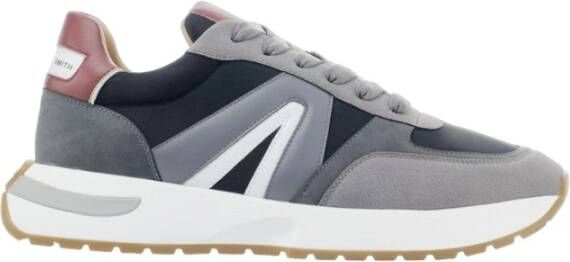 Alexander Smith Donkergrijze Rode Leren Sneaker Gray Heren