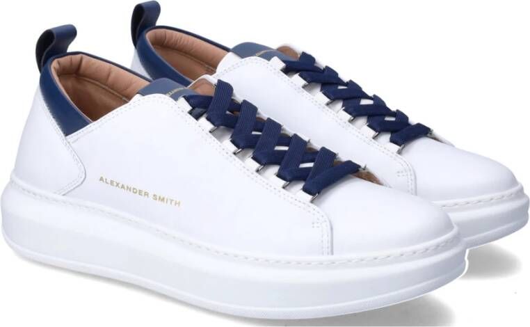 Alexander Smith Heren Wit Blauwe Sneakers White Heren