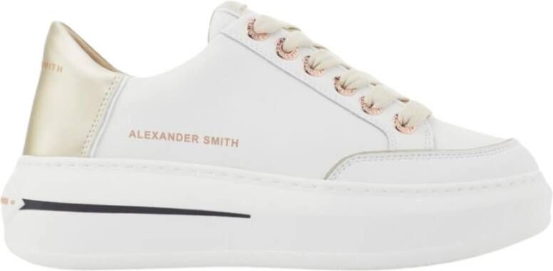 Alexander Smith Lancaster Woman White Gold Sneakers White Dames