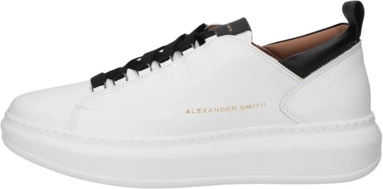 Alexander Smith Leren Sneaker met Contrast Inzetstukken White Heren