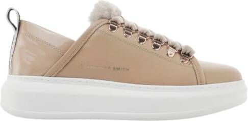 Alexander Smith Leren Sneaker met Lakleer en Bontdetail Brown Dames