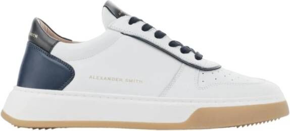 Alexander Smith Leren Sneaker Wit Blauw White Heren