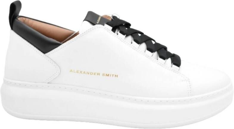 Alexander Smith Leren Sneaker met Contrast Inzetstukken White Heren