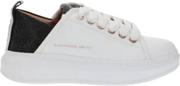 Alexander Smith Leren Sneaker Wit Zwart White Dames