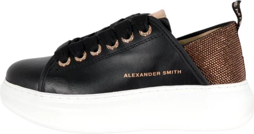 Alexander Smith Leren Sneakers voor Mannen en Vrouwen Black Dames