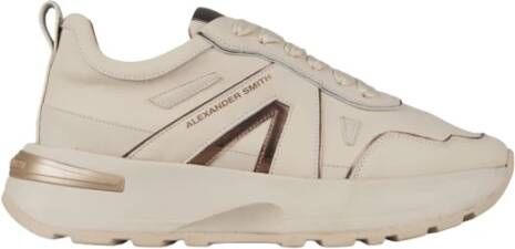Alexander Smith Liverpool Dames Sneakers van beige leer en mat spiegelend
