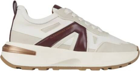 Alexander Smith Liverpool Dames Sneakers van Leer en Suède Wit met Bordeaux Zijlogo