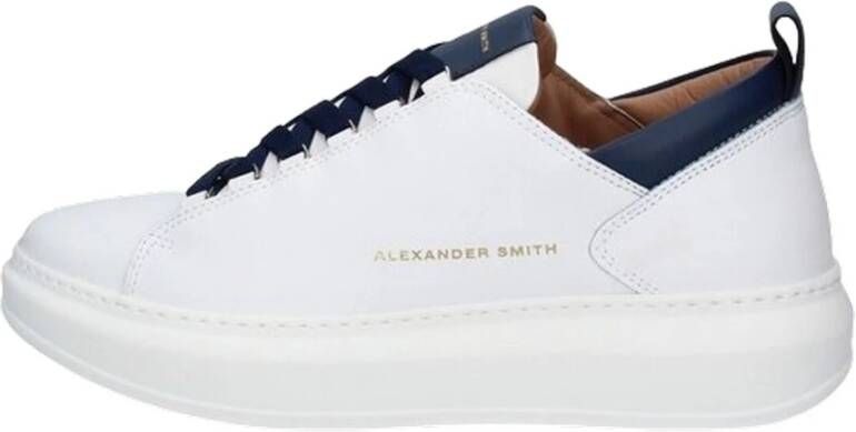 Alexander Smith Luxe leren sneakers in wit en blauw White Heren