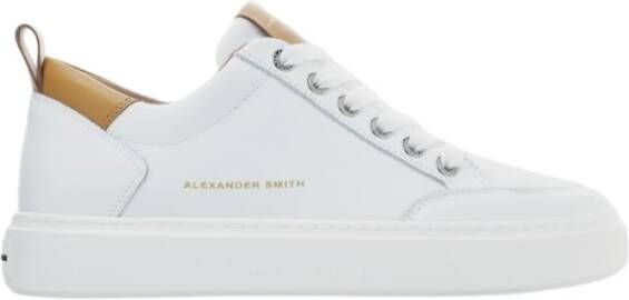 Alexander Smith Luxe Wit Cognac Sneakers White Heren