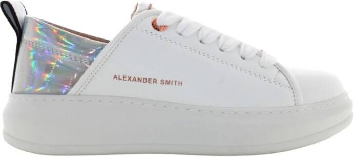 Alexander Smith Iridescent Crocodile Texture Sneakers White Dames
