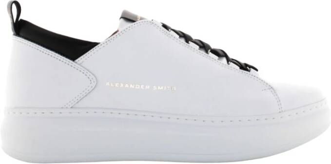 Alexander Smith Leren Sneaker met Contrast Inzetstukken White Heren