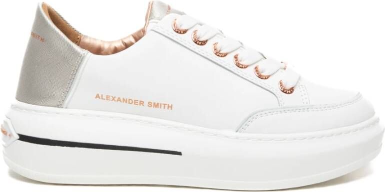 Alexander Smith Lancaster Witte Sneakers met Zilveren Details White Dames