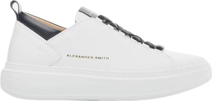Alexander Smith Wembley Wit Zwart Leren Sneakers White Heren