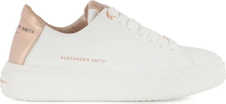 Alexander Smith Witte Koperen Leren Sneaker White Dames
