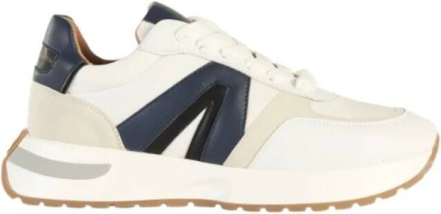 Alexander Smith Witte Blauwe Leren Sneaker White Heren