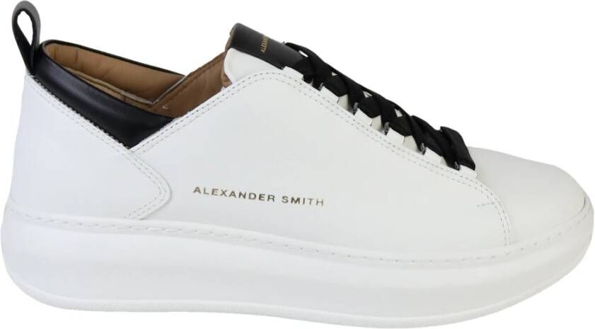 Alexander Smith Leren Sneaker met Contrast Inzetstukken White Heren