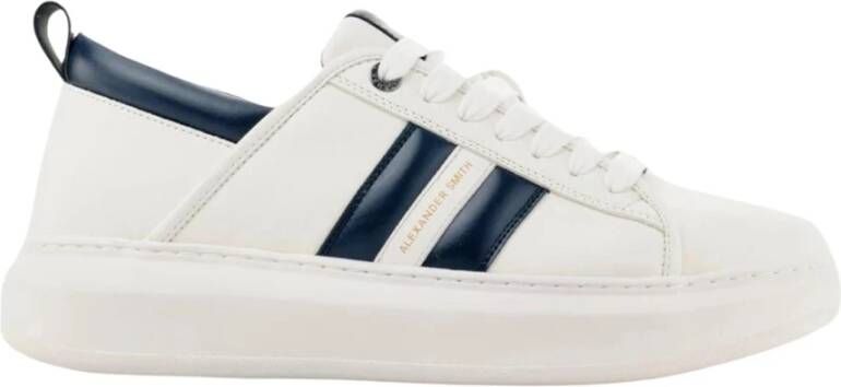 Alexander Smith Witte Blauwe Leren Sneaker White Heren