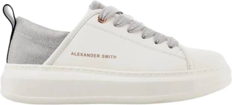 Alexander Smith Witte Grijze Leren Sneaker White Dames