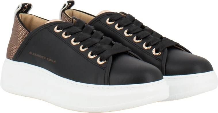 Alexander Smith Leren Sneakers voor Mannen en Vrouwen Black Dames