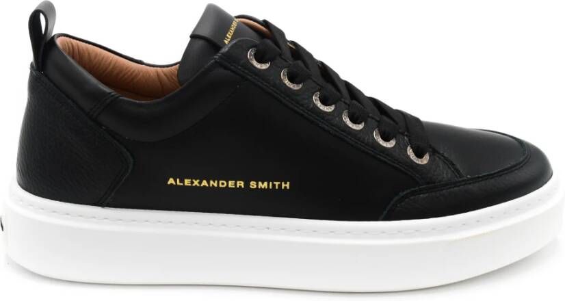 Alexander Smith Hoge rubberen zool leren sneakers Black Heren