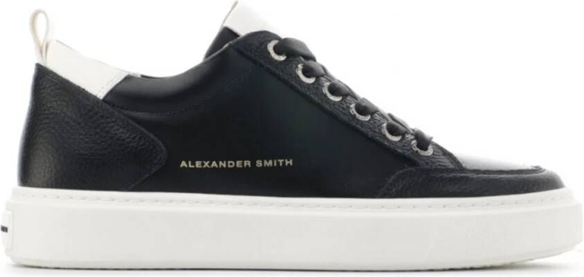 Alexander Smith Zwart Wit Bond Sneakers voor Mannen Black Heren