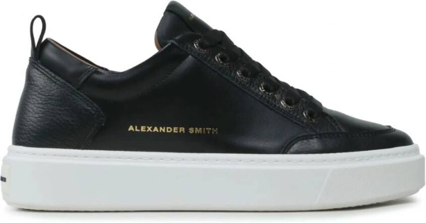 Alexander Smith Hoge rubberen zool leren sneakers Black Heren