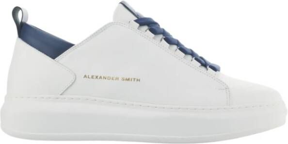 Alexander Smith Wembley Heren Wit Blauw Sportieve Leren Sneakers White Heren