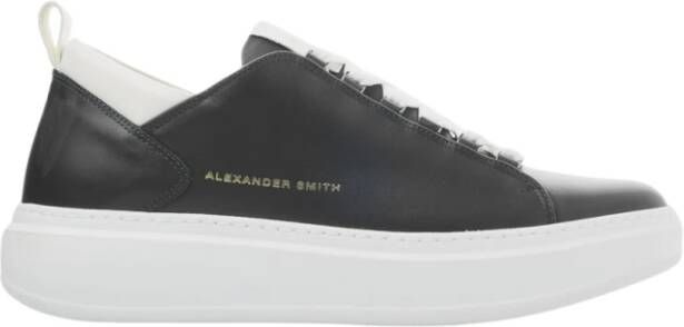 Alexander Smith Wembley Zwart Wit Leren Sneakers Black Heren