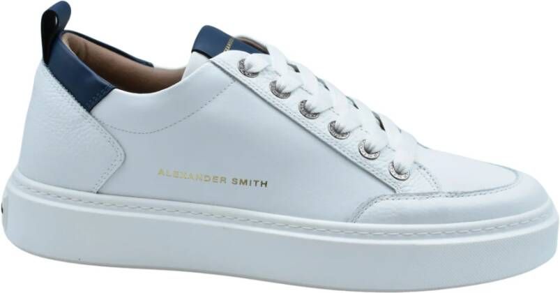 Alexander Smith Wit Blauw Leren Platte Schoenen Multicolor Heren