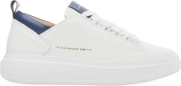 Alexander Smith Wit Blauw Leren Sneakers Wembley Model White Heren