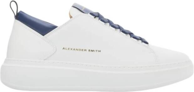 Alexander Smith Wit Blauw Leren Sneakers White Heren