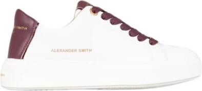 Alexander Smith Wit Bordeaux Leren Sneakers White