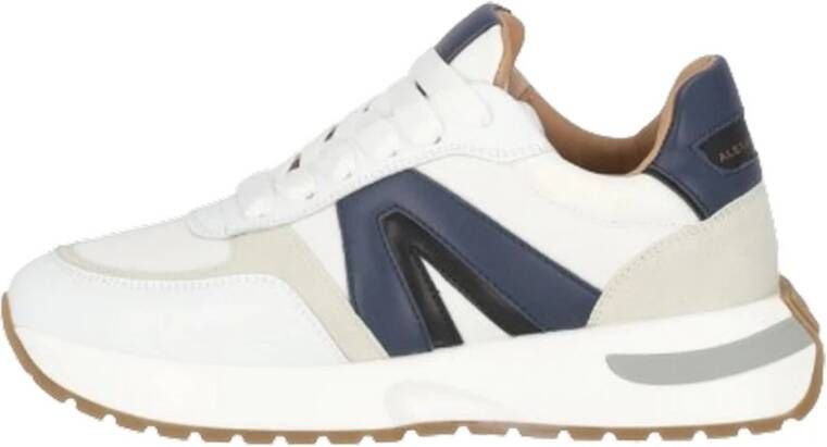 Alexander Smith Witte Blauwe Leren Sneaker White Heren