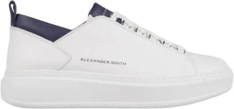 Alexander Smith Witte Blauwe Leren Sneakers Wembley Man