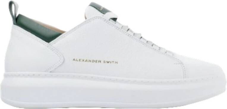 Alexander Smith Witte Groene Leren Sneaker White Heren