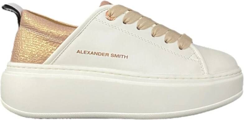 Alexander Smith Hoge damessneaker in wit leer naakt White Dames