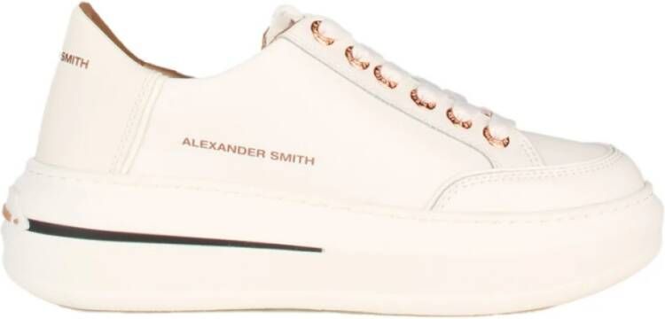 Alexander Smith Witte Leren Plateau Sneakers