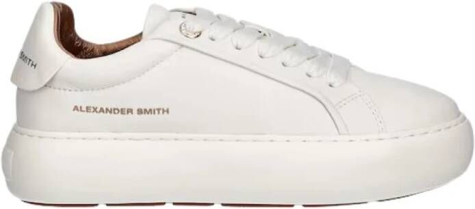 Alexander Smith Witte Leren Plateau Sneakers