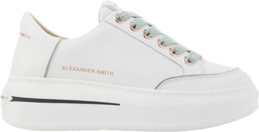 Alexander Smith Witte Lichtgroene Lancaster Gate Sneakers Multicolor